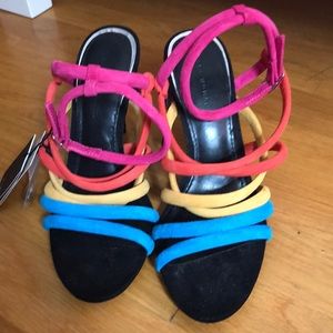 Zara rainbow leather heel sandals
